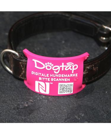 DogTap Light Big - Digital NFC & QR Code Dog Tag for Medium to Large Dogs | Waterproof Silicone | 67x40mm Pink - Buy Online on GoSupps.com