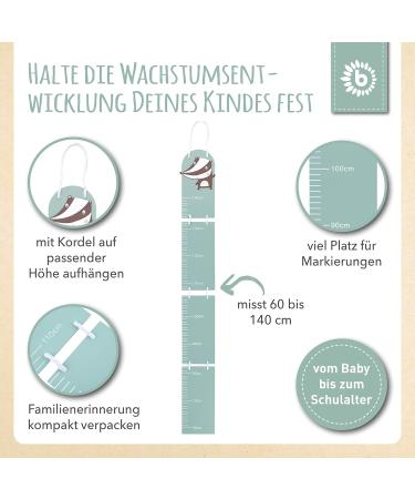Bieco Kinder Massenlatte Dachs 0.6-1.4m | Holz Wanddeko f r Kinder | Ma band f r M dchen & Jungen | Lattenskalierung aus Holz - Buy Online on GoSupps.com