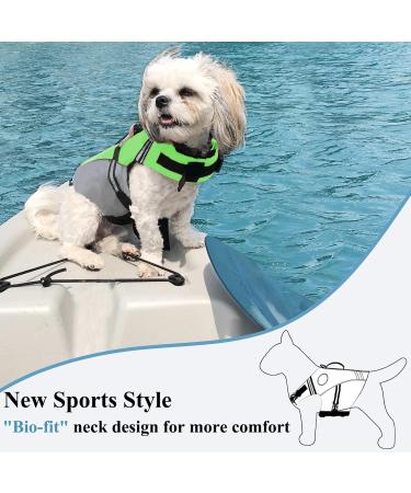 Vivaglory Neon-Green Sports Life Jacket for Small Dogs | Adjustable Durable Excellent Buoyancy (XS: 43-51 cm) - Buy Online on GoSupps.com
