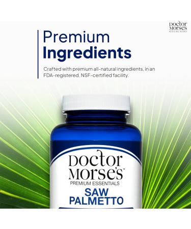 Doctor Morse's Saw Palmetto 10:1 Extract 500mg Equivalent to 5000mg, Prostate Health Support Supplements for Men & Women - FDA-Registered, NSF-Certified Facility - Extra Strength Formula - 90 Caps - Buy Online on GoSupps.com