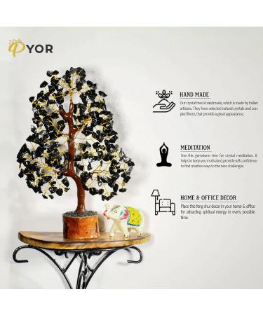Black Tourmaline Stone Crystal Tree - Feng Shui Gem Tree for Office Desk Decor - Positive Tourmaline Quartz Crystal Gifts - Buy Online on GoSupps.com