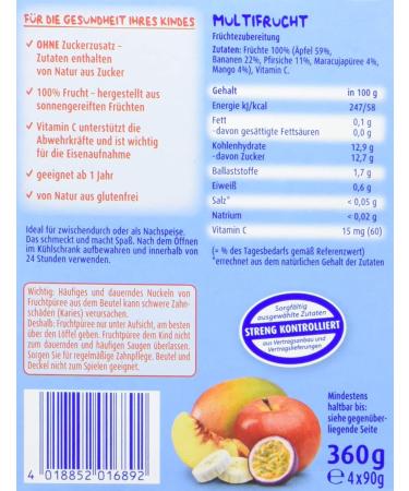 Bebivita Multifruit Puree Pack of 4 (4 x 90g) - Nutritious Baby Food for International Shipping - Buy Online on GoSupps.com