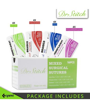 Dr. Stitch Suture Thread and Needle (16PK) - Ideal for Practice, Camping, Survival, Military Tactical Drills, and Medical Settings - Buy Online on GoSupps.com