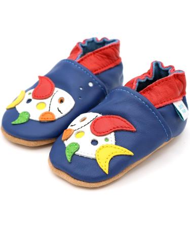 Dotty Fish Soft Leather Baby Shoes for Boys | Non Slip Toddler Shoes with Animal Designs | 3-4 Years | Multicoloured Fish - Buy Online on GoSupps.com