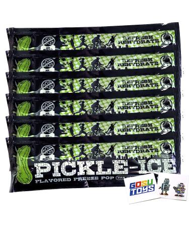 Van Holtens Pickle Ice Flavored Freeze Pop (6 Pack) with 2 Gosutoys Stickers