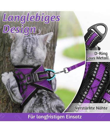 Rabbitgoo Adjustable Cat Dishes with Leash | Reflective Stripes | Soft & Stylish | Purple for Cats & Kittens (1 Pack) - Buy Online on GoSupps.com
