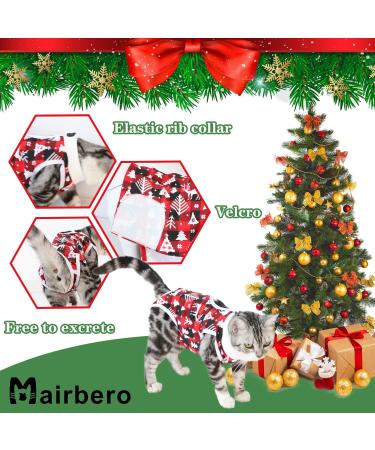 Mairbero Cat Recovery Pajama Suit | Anti-Licking Wounds | Breathable Pet Clothing for Cats & Dogs | Ideal After Surgery Wear | Christmas Red - Buy Online on GoSupps.com