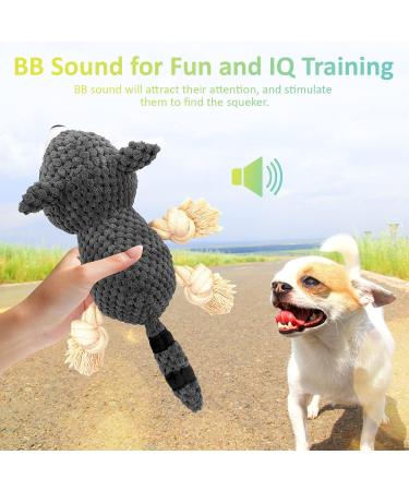 SQinor Plush Squeaking Dog Toy - Interactive Raccoon Cuddly Toy for Large & Small Dogs and Puppies | Durable & Fun - Buy Online on GoSupps.com