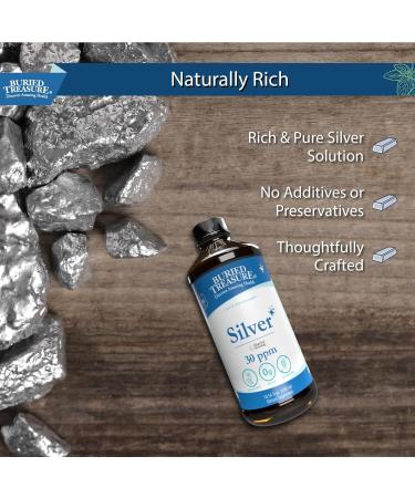 Buried Treasure Purified Silver Liquid 30 PPM - 16 oz 96 Servings Nano Silver Supplement for Immune Support - Non-Accumulative International Shipping Available - Buy Online on GoSupps.com