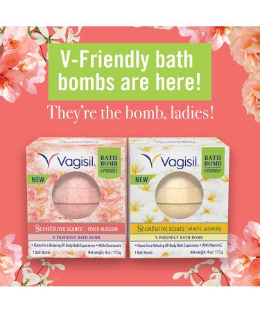 Vagisil Scentsitive Scents V-Friendly Bath Bomb - White Jasmine | pH-Balanced for Sensitive Vaginal Skin - Buy Online on GoSupps.com