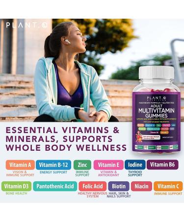Adult Multivitamin Gummies with Vitamin A B C D E Zinc & Biotin - Energy & Immunity Boost - 90 Gluten Free Veggie Gummies - Buy Online on GoSupps.com
