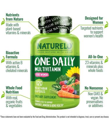 NATURELO Calcium Supplement for Bone Strength with Calcium 600mg - 240 Capsules and One Daily Multivitamin for Women - 120 Capsules - 4 Month Supply Bundle - Buy Online on GoSupps.com