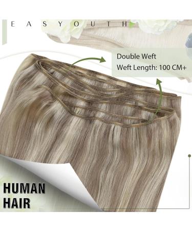 EASYOUTH Sew in Hair Extensions Human Hair Weft 18 Inch Blonde Ombre Double Weft 100g 3-Weft #18/22/60 Nordic - Buy Online on GoSupps.com