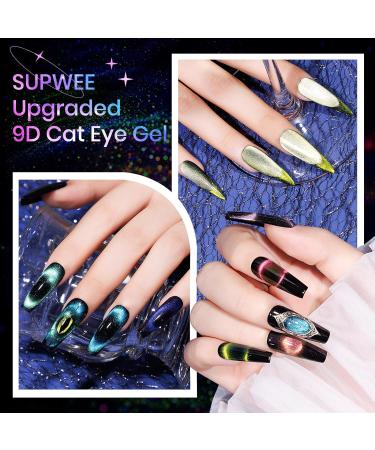 Supwee Cat Eye Gel Nail Polish Set - 12 Colors, 9D Magnetic with Glitter Galaxy Effect for Manicure at Home or Salon - Buy Online on GoSupps.com