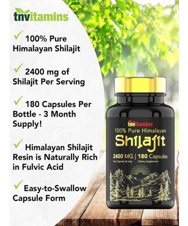 tnvitamins Shilajit Capsules 2400 MG - 180 Capsules | 100% Pure Himalayan Shilajit Resin Capsules for Men & Women | Three Month Supply! | Non-GMO Gluten-Free - Buy Online on GoSupps.com