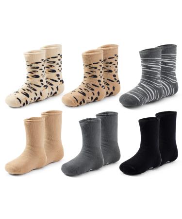 Moon Tree Baby Non Slip Winter Socks Boys With Grips Warm Socks Girls Thick Towelling Socks 6 Pairs 12-24 Months Animal Grain Mix 5240