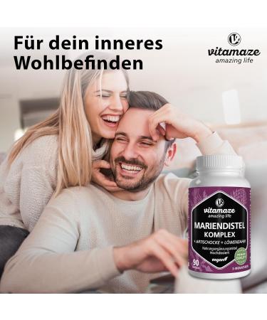 Mary Thistle Complex with Artichoke & Dandelion | 250 mg Vegan Capsules | 80% Silymarin | Natural Nutritional Supplements | Made in Germany - Buy Online on GoSupps.com