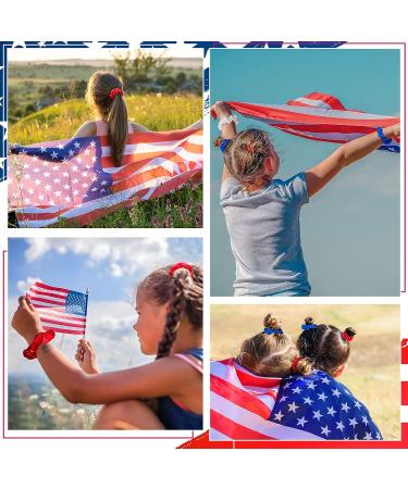 24 Pcs Red White Blue Patriotic Hair Scrunchies | Slip Hair Ties for Independence Day | Women's Hair Accessories - Buy Online on GoSupps.com