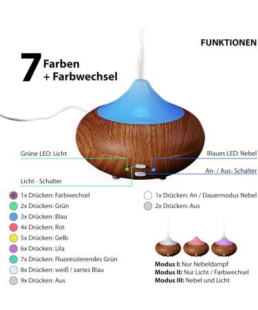 Shop Aroma Diffuser with 7 Color Lighting | Air Humidifier & Aromatherapy Lamp - 210ml Capacity Brown Design - Buy Online on GoSupps.com