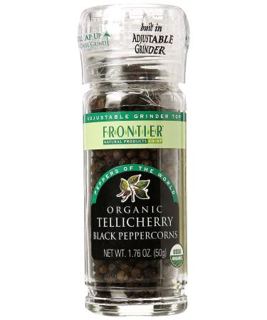 Frontier Natural Products Organic Tellicherry Black Peppercorns 1.76 oz (50 g)