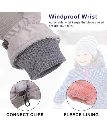 XIAOHAWANG Kids Ski Gloves - Dinosaur Design - Waterproof Mittens for Boys & Girls 4-8 Years - Grey - Buy Online on GoSupps.com