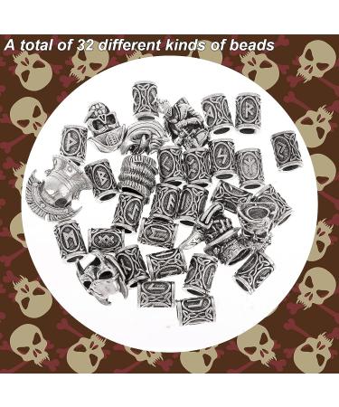 Craftshou 32 Pieces Viking Beard Beads with Norse Runes - Hair & Dreadlocks Beads for Jewelry Making and DIY Braiding Hair - Buy Online on GoSupps.com