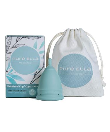 Pure ella menstrual cup - medical & bpa -free silicone period cup - 12 hours wear - environmentally friendly & hypoallergenes women's hygiene - sizes XS S L