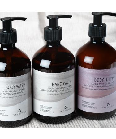 ENA Living Cedar Scented Hand Wash | 500ml | Hand Wash for All Skin Types | Luxury Hand Wash with Sweet Orange Lavender and Cedar Oils | Moisturising Hand Wash with Aloe Vera and Castor Oil - Buy Online on GoSupps.com