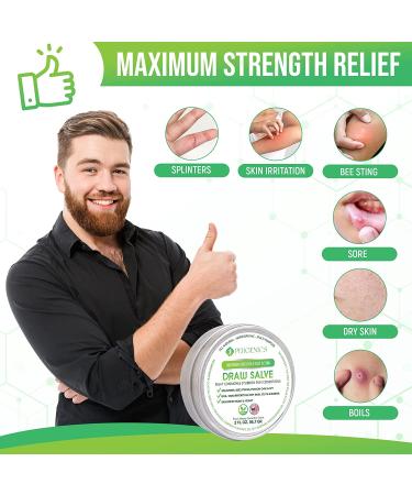 Drawing Salve Ointment 2 oz - Boil Treatment, Splinters, Bee Stings, Cysts, Anti-Itch Cream - Poison Ivy Oak Relief - 2 Fl Oz (Pack of 1) - Buy Online on GoSupps.com