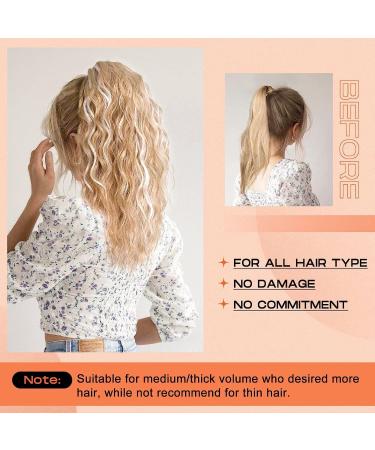 PORSMEER Ponytail Extension Claw Clip Ponytail Hair Extensions Blonde Mix Light Brown Natural Looking Long Curly Wavy Multi Layered Fluffy Synthetic Hairpiece for Women Party Daily Wear 18inch Light Brown with Highlights - Buy Online on GoSupps.com