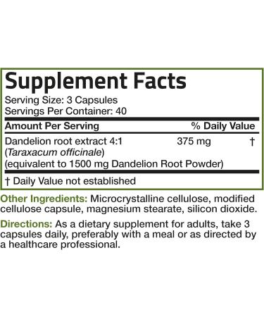 Bronson Dandelion Extract High Potency Supplement Supports Overall Good Health & Well-Being Traditional Diuretic Herb - Non-GMO 120 Vegetarian Capsules Unflavored 120 Count (Pack of 1) - Buy Online on GoSupps.com