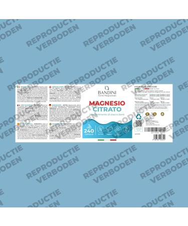 Bandini Magnesium Citrate 1480 mg of which 440 mg elemental magnesium 240 capsules 4 months Supplement for energy metabolism muscles fatigue and exhaustion electrolyte balance - Buy Online on GoSupps.com