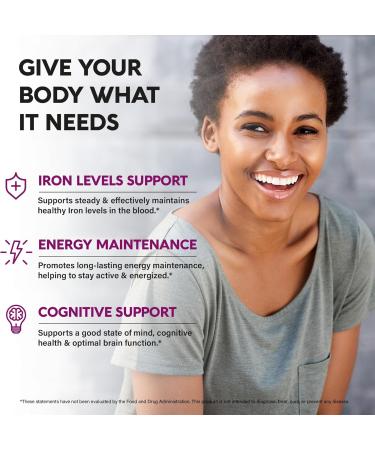 Iron Supplement for Women - Iron 65mg (Ferrous Sulfate 325mg) - Stomach Friendly | Slow Release Iron | High Absorption - Vitamins C D3 B6 B12 & Folate - Iron Level & Energy Support - 60 Capsules 60 Count (Pack of 1) - Buy Online on GoSupps.com