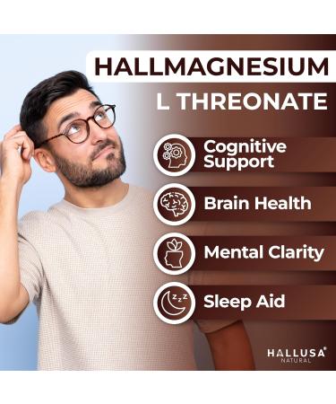 Hall Magnesium L-Threonate Capsules 2000mg - Cognitive Support Supplement for Brain Health & Memory - Mental Clarity Focus & Sleep Aid - Non GMO - Gluten Free - 60 Capsules Hallusa Natural 60 Count (Pack of 1) - Buy Online on GoSupps.com