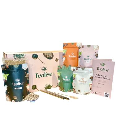 Tealise Classic 4 Milk Tea 16 Serving Bubble Tea Kit with 2 packs of Black tapioca