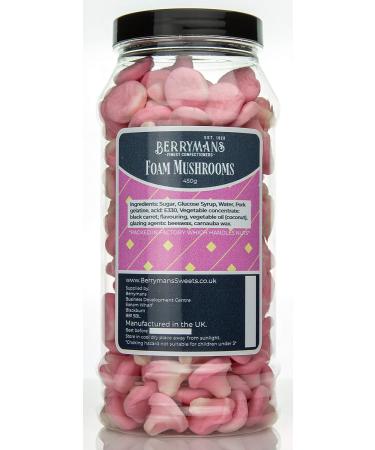 Original Foam Mushrooms Jelly Gummy Retro Sweets Gift Jar by Berrymans Sweet Shop - Classic Sweets Traditional Taste. - Buy Online on GoSupps.com