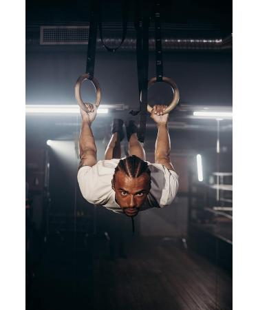 UNICLI Sports Gymnastic Rings with Adjustable Straps - 1.2inch 1500lbs Wooden Olympic Rings - 16.5ft Numbered Straps - Home Gym Full Body Workout - Buy Online on GoSupps.com