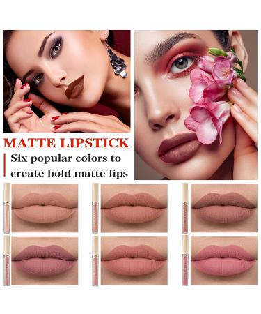 IONSGAKO 6-Piece Matte Nude Lipstick Set for Women - Long Lasting, Waterproof Velvet Lip Gloss in 6 Natural Shades (SET-B) - Buy Online on GoSupps.com