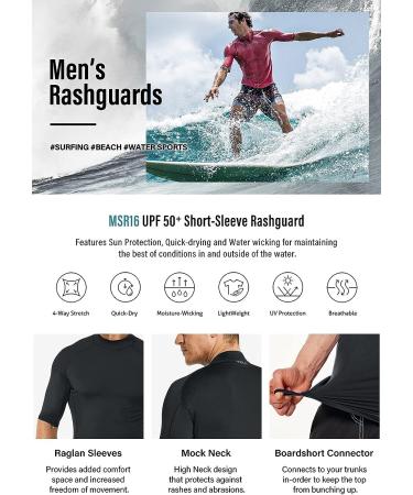 TSLA Men's Rash Guard Swim Shirt | UPF 50+ UV Protection | Quick Dry | Black Medium - Buy Online on GoSupps.com