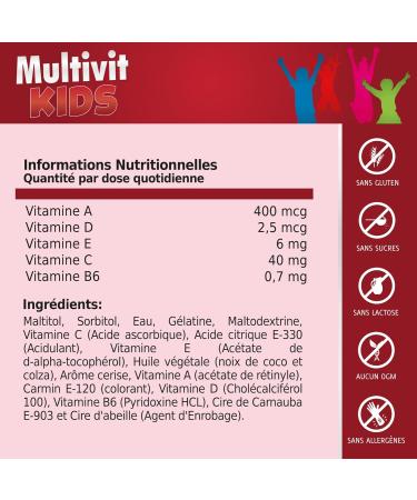 Multivitamin Complex for Children | Strengthens and Protects Defenses | Brings Energy and Wellness | Promotes Correct and Healthy Growth | Sugar Free Gums Cherry Flavor 60U - Buy Online on GoSupps.com