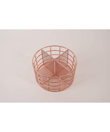 Rosework Rose Gold Makeup Brush Holder - 4 Compartment Organizer for Vanity, Cosmetic Brush Storage and Skincare - Round Design - Buy Online on GoSupps.com