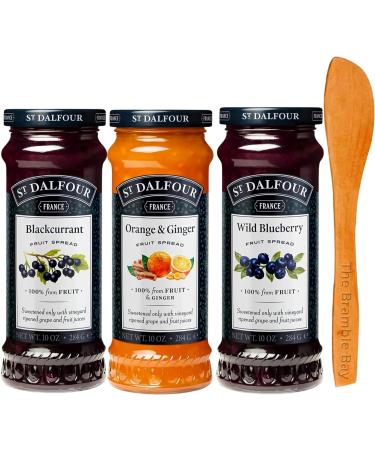 Jams & Preserves bundle includes St. Dalfour Fruit Spreads Blackcurrant Wild Blueberry Orange & Ginger 284g x3 Wooden Spreader - Buy Online on GoSupps.com
