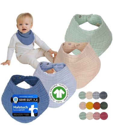 Flora Furora Musselin Neckuch Baby Girls & boys organic cotton GOTS + OEKO-TEX: Set (4 pieces) Troop scarf baby winter + summer |Libbon baby newborn children 4 years: softly absorbent beach day