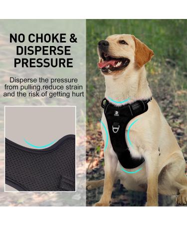 Premium Large Dog Harness Reflective & Breathable Anti-Train Design for Safety Soft Black for Medium to Large Dogs (1 Pack) - Buy Online on GoSupps.com