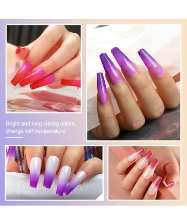 COSCELIA Color Changing Gel Nail Polish Set - 6 Color Temperature Changing Gel Polish for DIY Nail Art - Long Lasting Soak Off LED Nail Gel - Pink, Purple, Orange - 7ml/0.24 Fl Oz (Pack of 6) - Buy Online on GoSupps.com