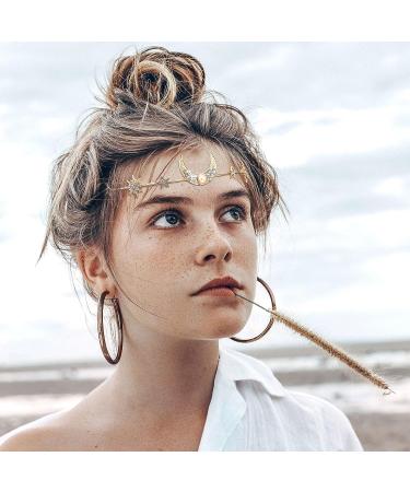 Boho Moon & Star Head Chain Set - Crystal Hair Accessories for Women - Buy Online on GoSupps.com