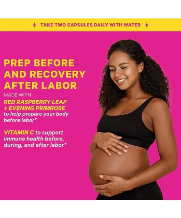 Pink Stork Labor Prep Capsules - Pregnancy & Postpartum Essentials with Evening Primrose Oil, Red Raspberry Leaf, Folate, and Calcium - 1 Month Supply - Buy Online on GoSupps.com