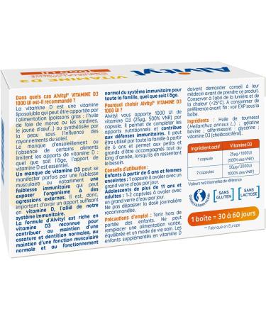 Alvityl - Vitamin D3 1000 IU - 60 Capsules - From 6 years old - Buy Online on GoSupps.com