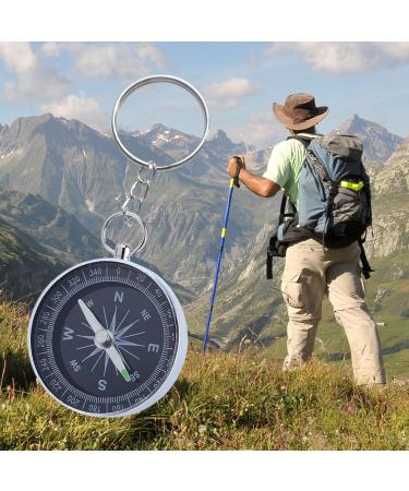 Compass children keychain compass compass small compass navigation compass with white dial 40 mm aluminum housing portable pocket compass for outdoor cam hiking silver