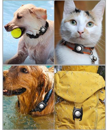 IP68 Waterproof Airtag Dog Collar Holder - 2 Pack Anti-Loss Apple Airtag Dog Tracker Compatible with Cat & Dog Collars Airtical Shell with Key Rings - Black - Buy Online on GoSupps.com